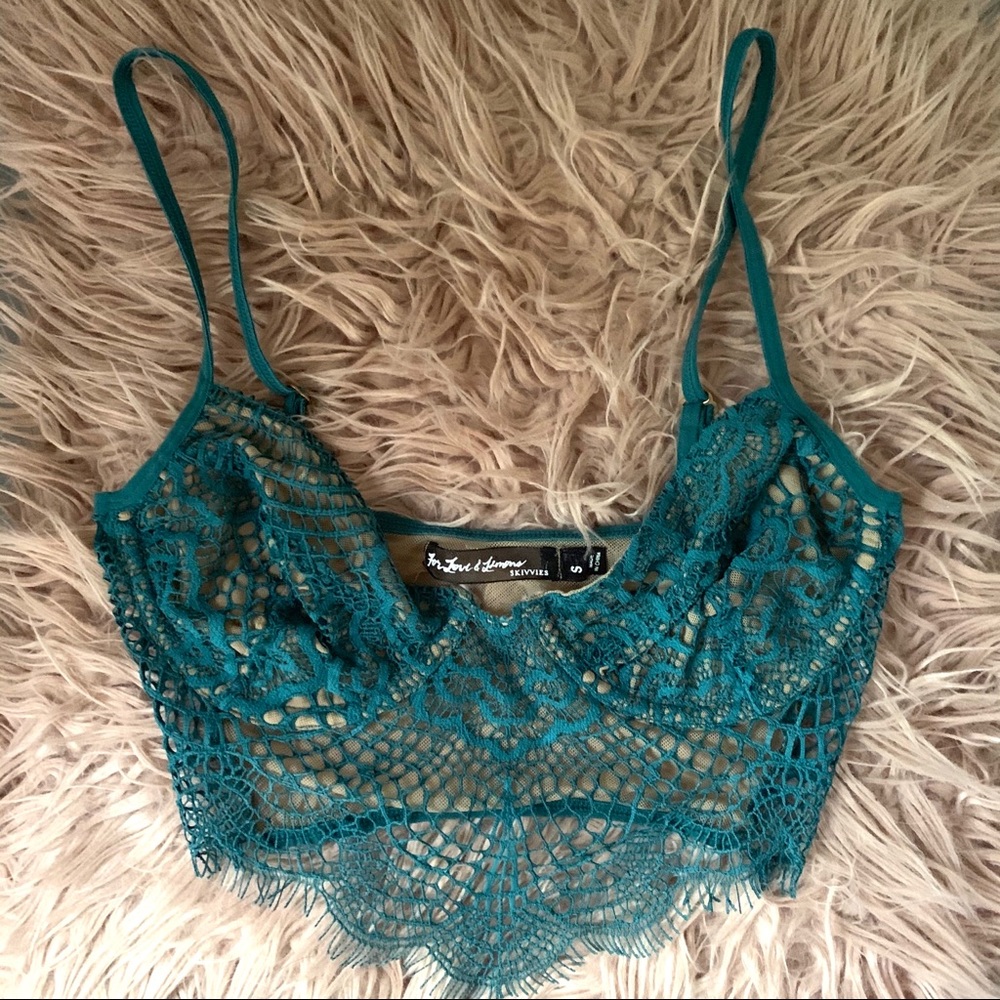 For Love and Lemon Bat Your Lashes Teal Bralette